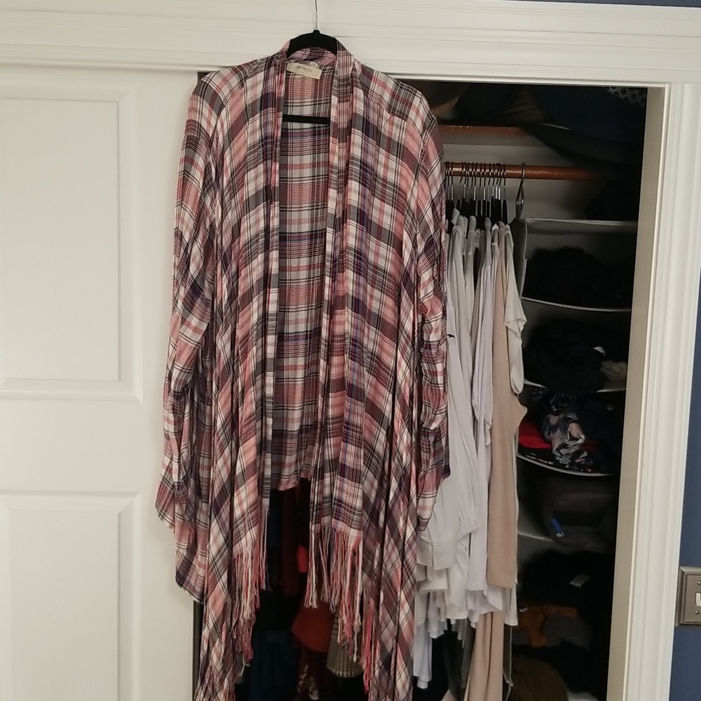 Red plaid duster